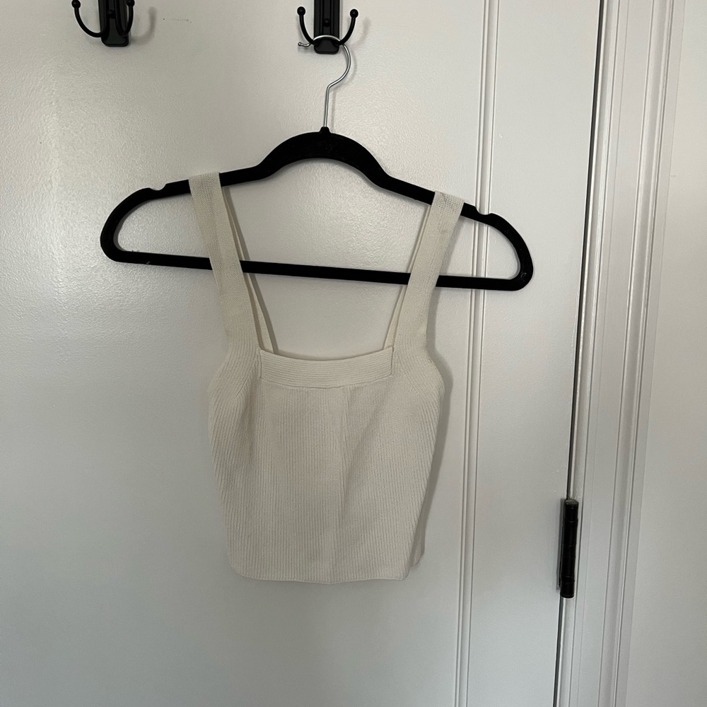 White square neck tank